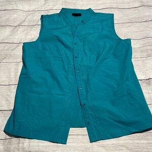 Women’s Worthington Button Down Sleeveless Top Size XL Turquoise